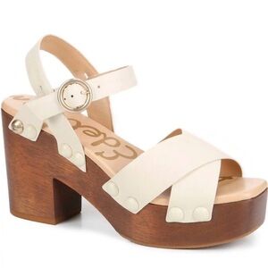 Sam Edelman Josefine Platform Sandal Clog Chunky Leather Wood Boho Size 8.5